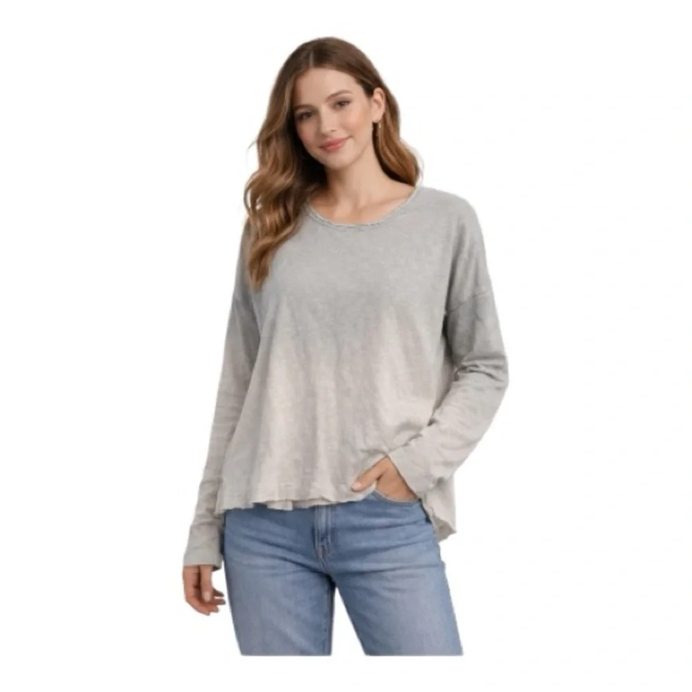 FREE PEOPLE Starry Night Dip Dye Ombre Linen Top S